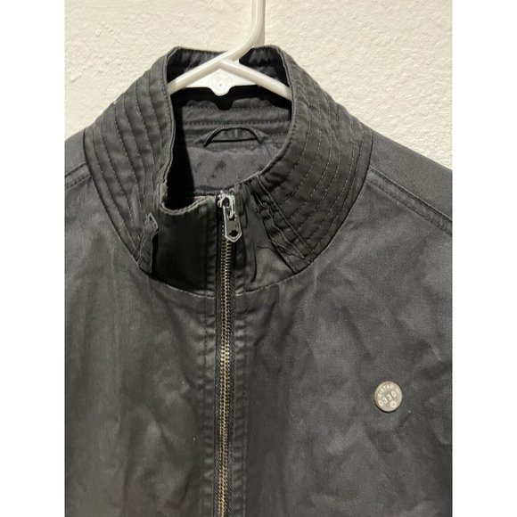 Mens Black G-STAR RAW Motorcycle Style Cotton Waxed Jacket Size Large - Picture 2 of 11